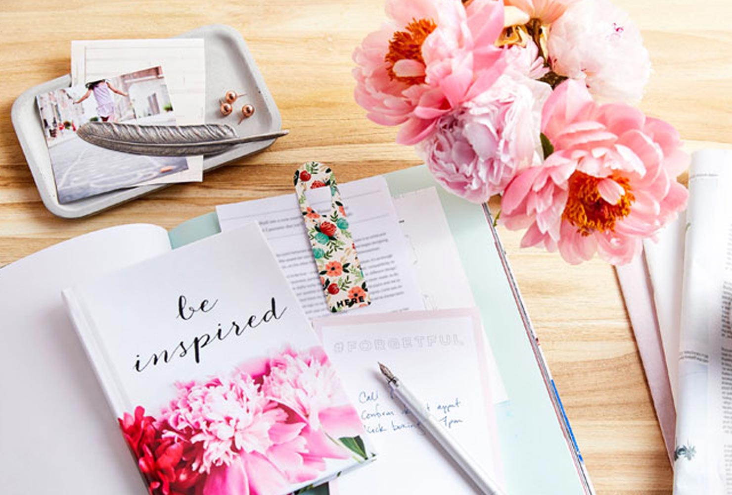Writing materials and bookmark.