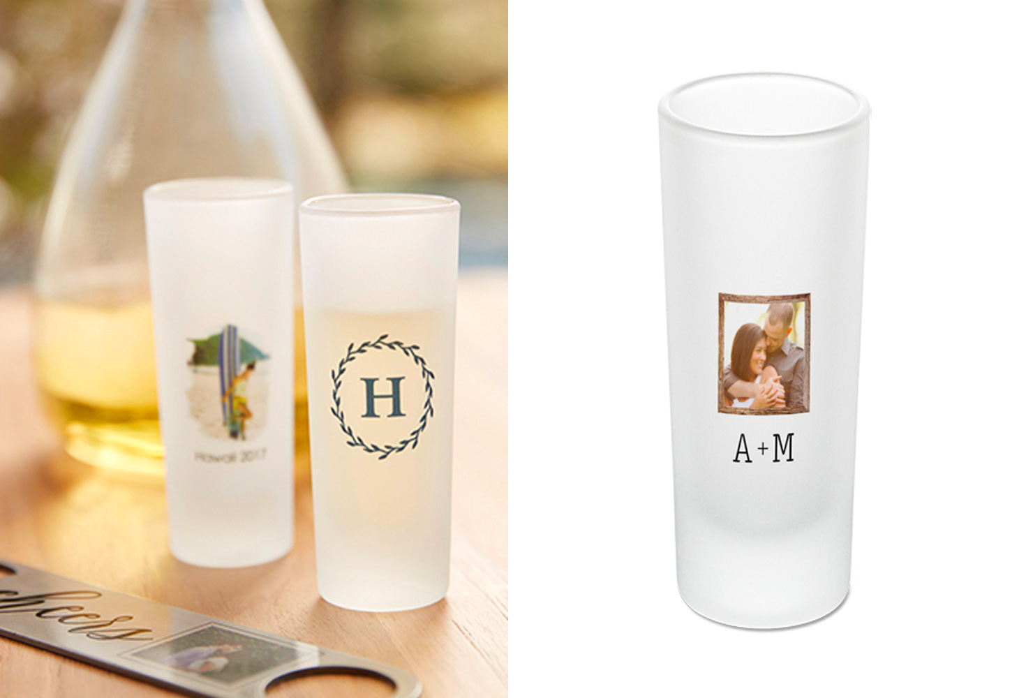 Monogrammed shot glasses.
