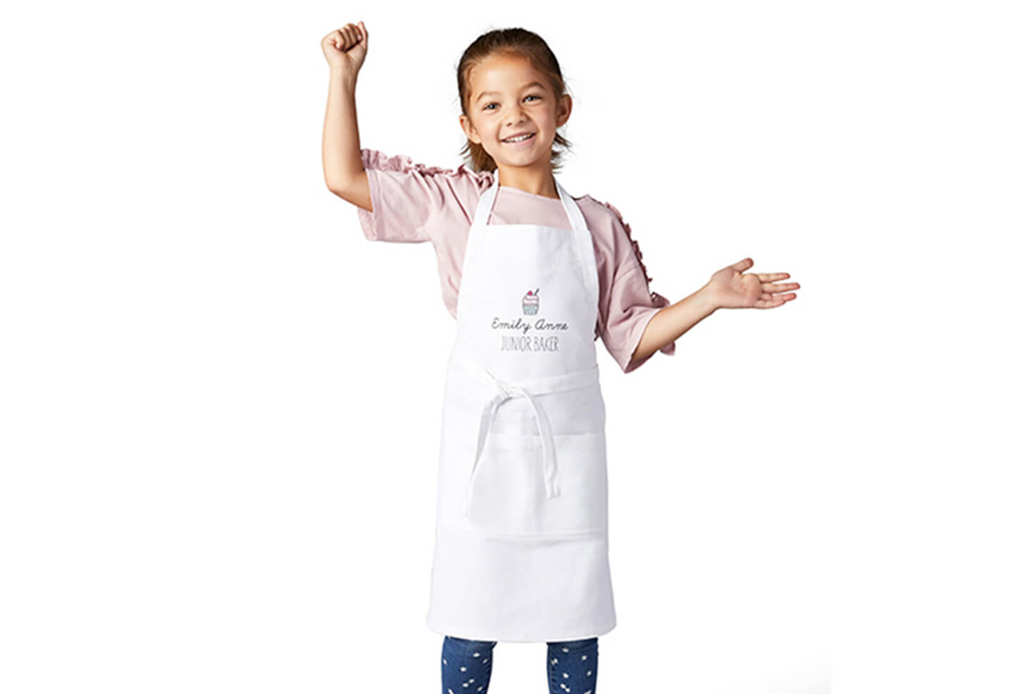 Girl wearing apron.