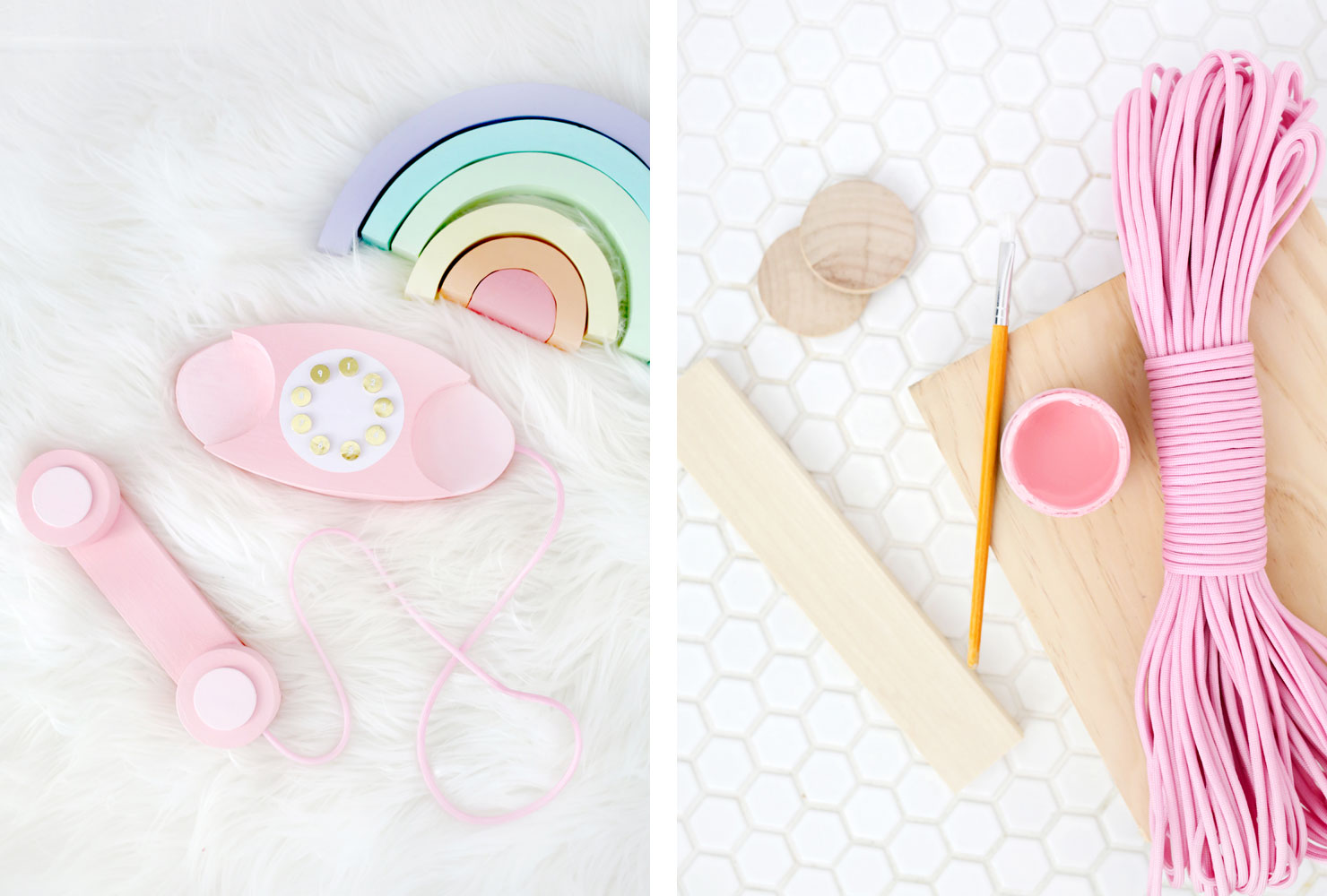 Wooden toy phone.