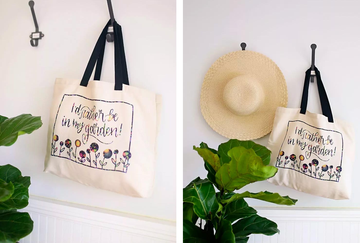Tote bag on hook.