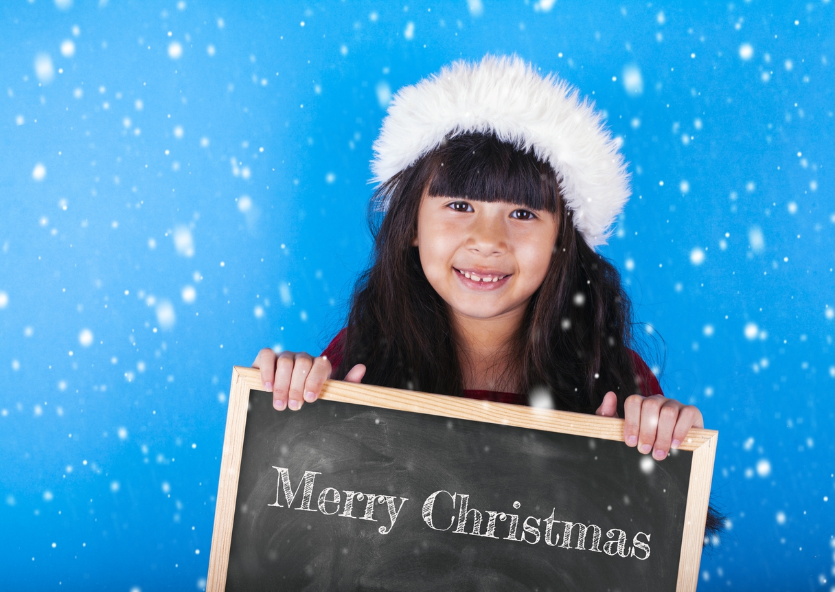 Cute little girl with Santa hat