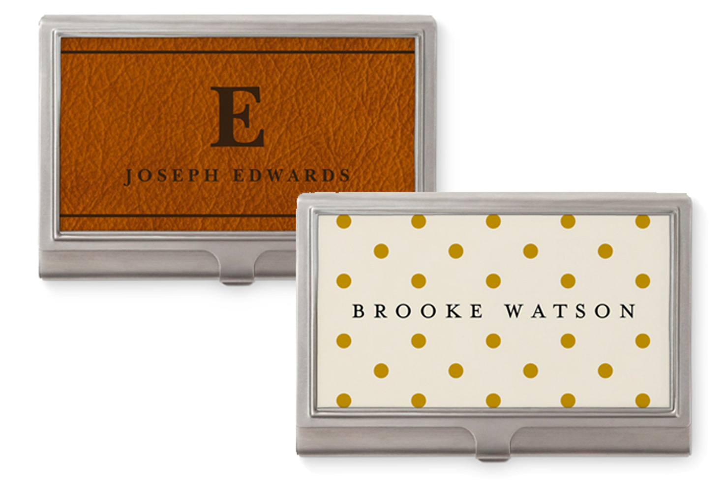 Monogrammed metal business card case.