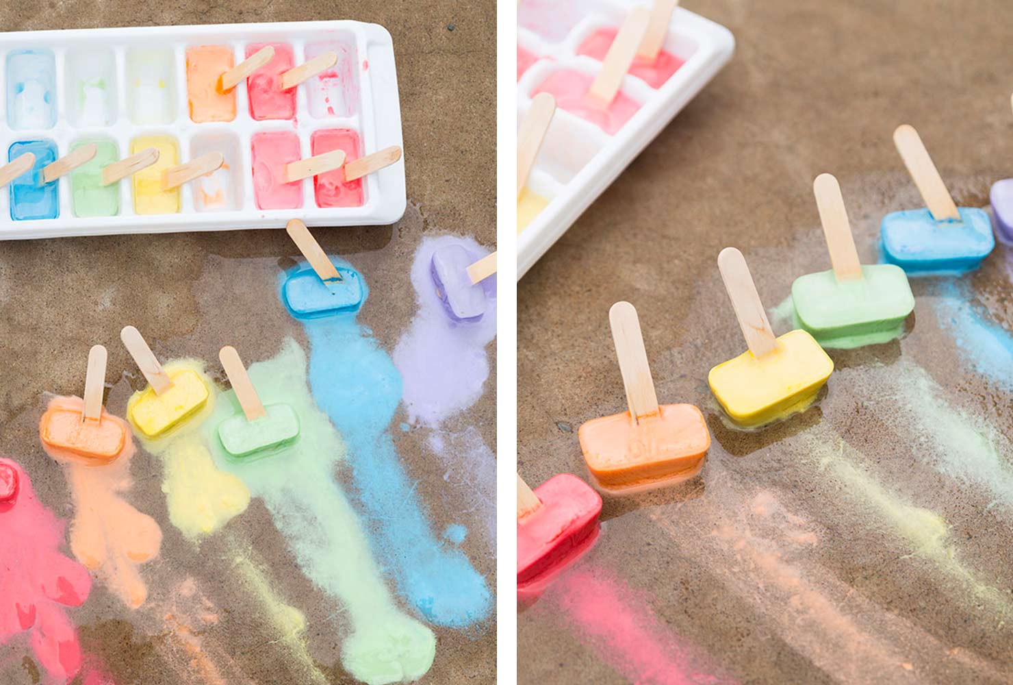 Ice tray with chalk paint.
