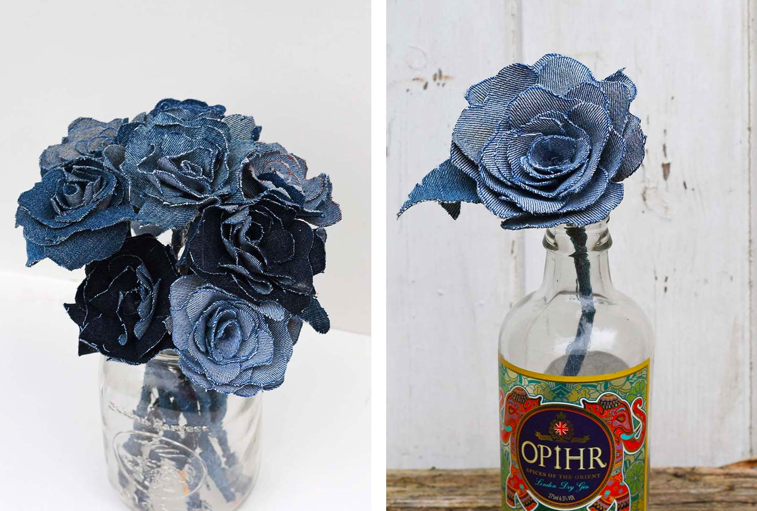 Bouquet of fabric roses.