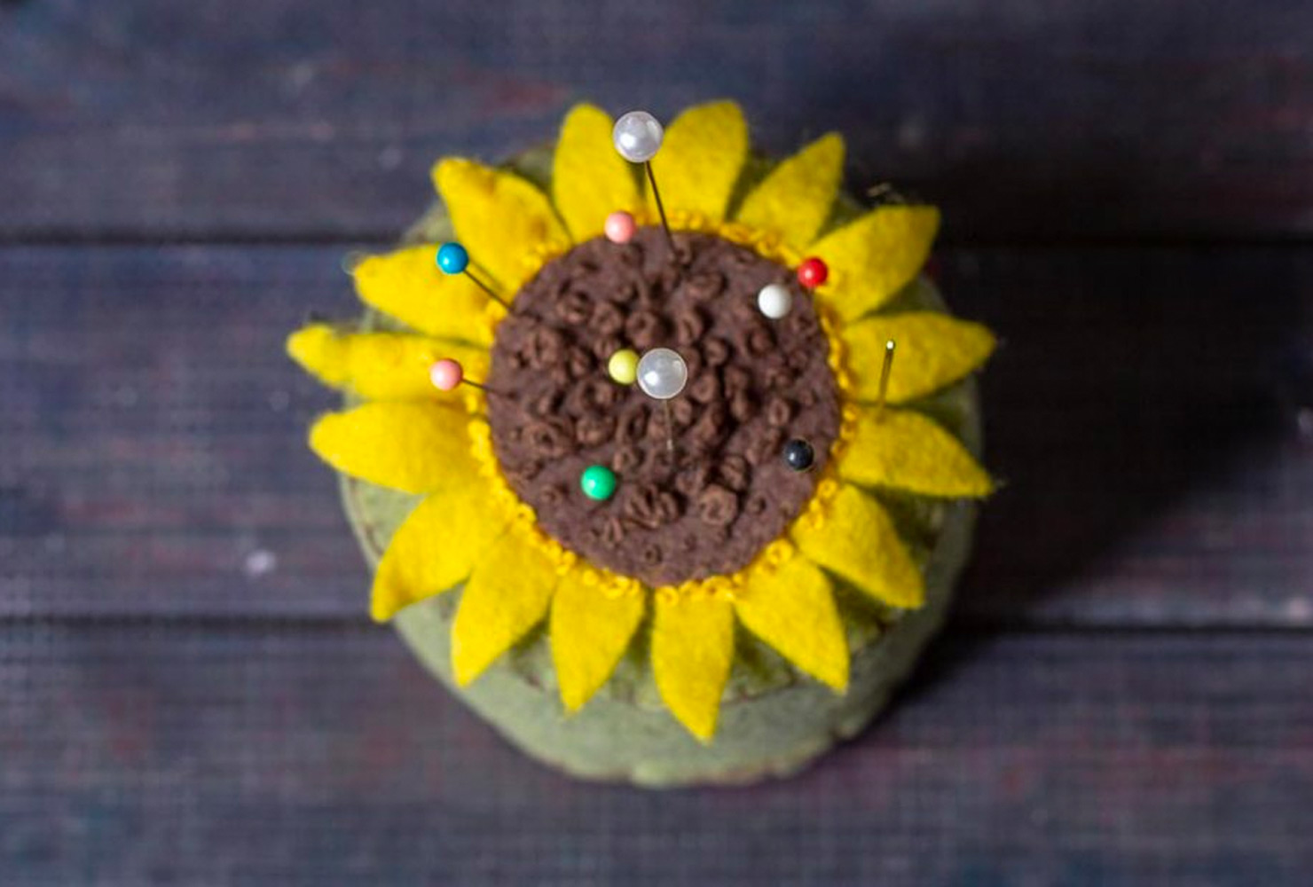Sunflower pin cushion.