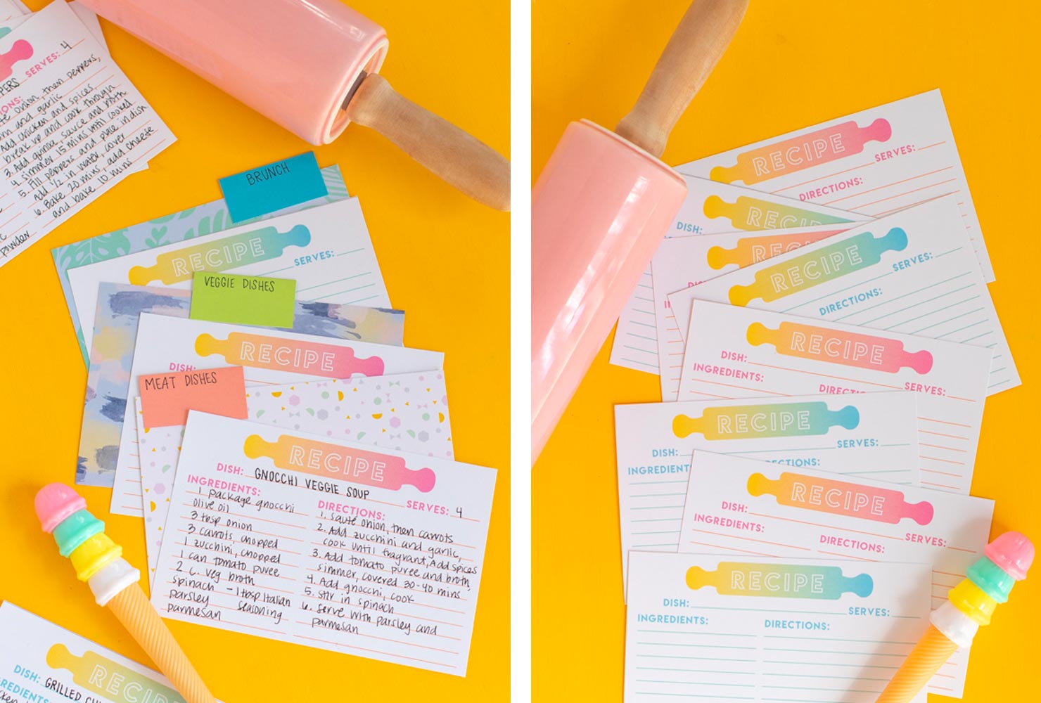 Handwritten recipe cards.