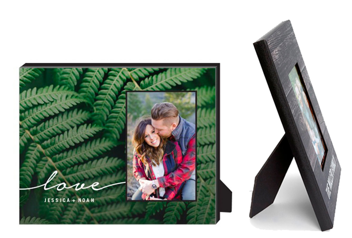 Frame decorated with palm leaves.