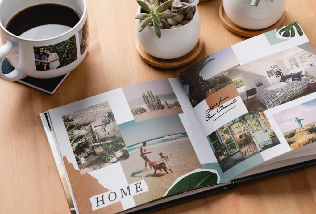 Beach pictures in photo book.