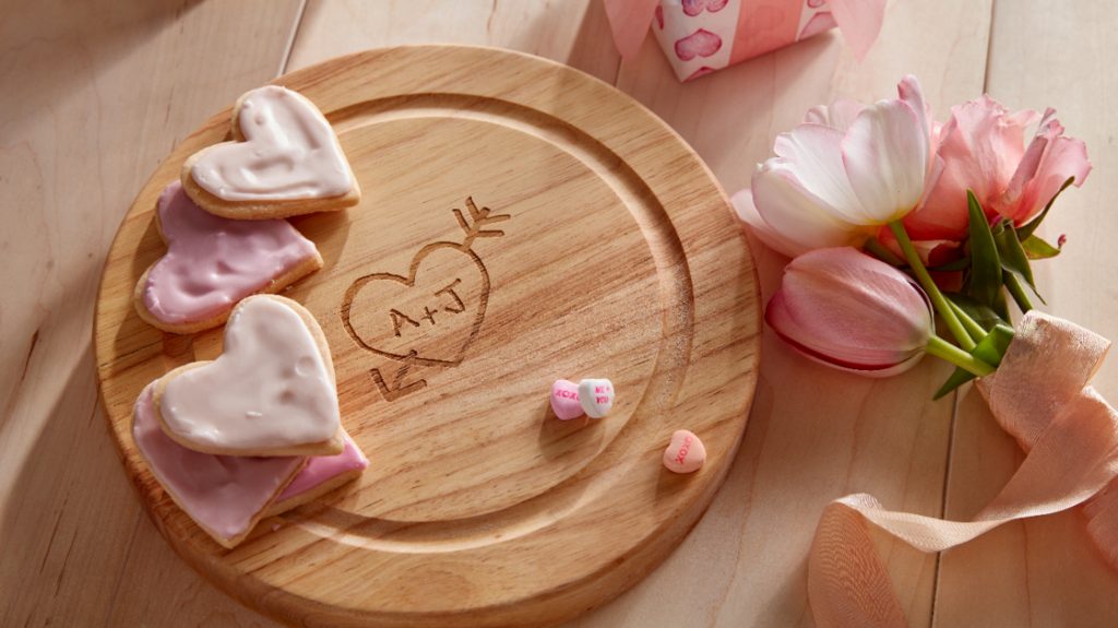 A romantic cutting board design.