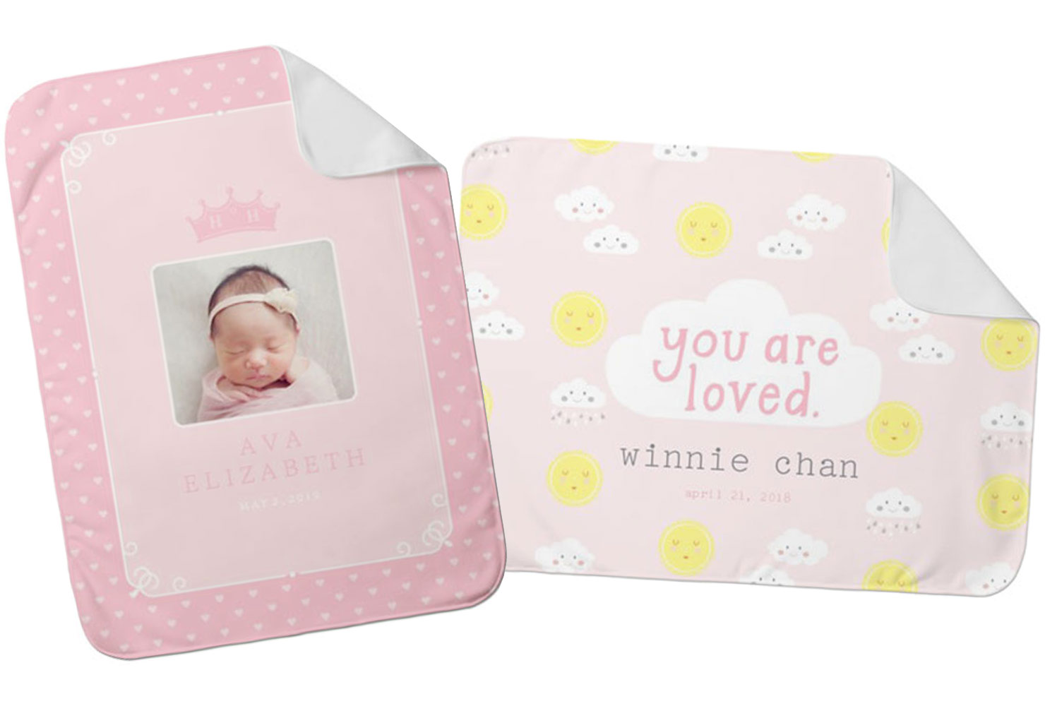 Pastel pink baby blankets.