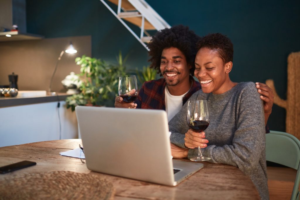 young couple video conference