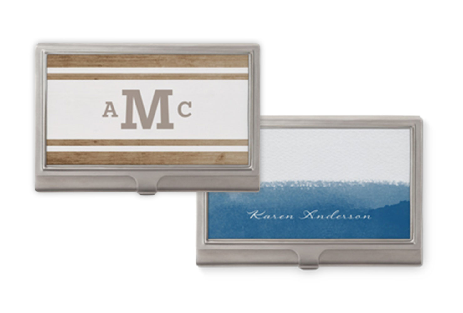 Monogrammed business card holders.
