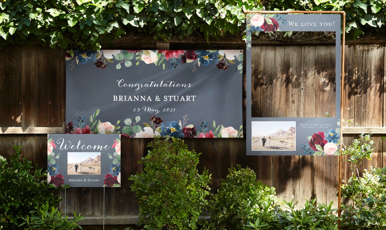 vinyl wedding banner floral themed wedding