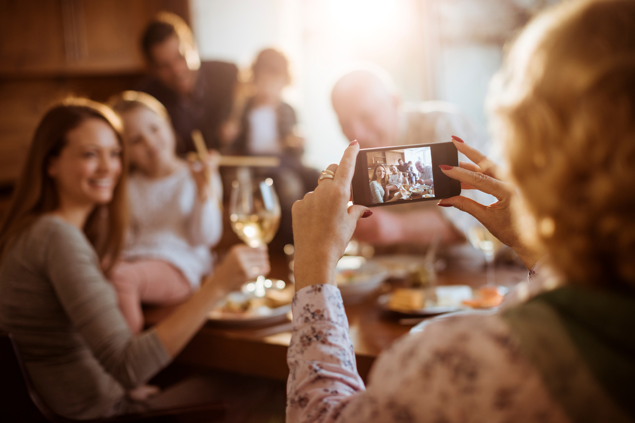 Portait of a big family having fun while eating