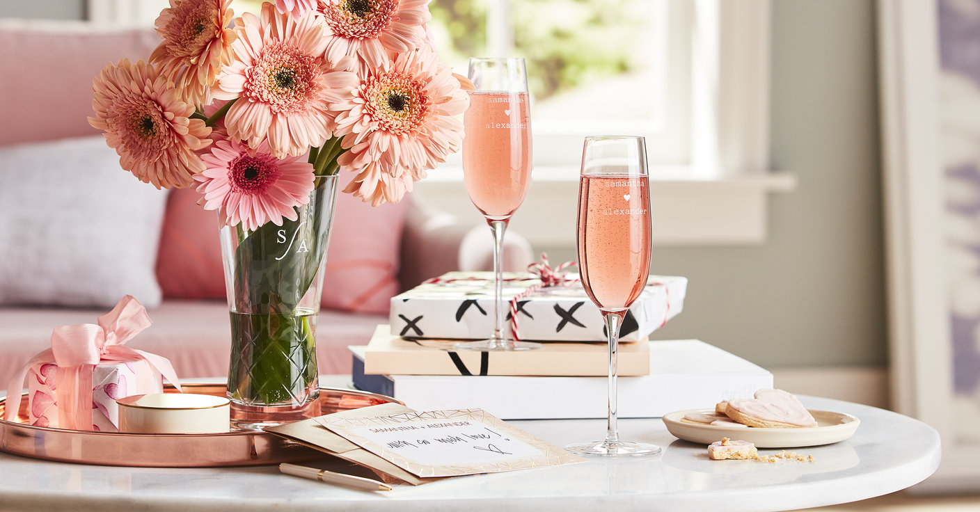 wedding thank you card with champagne